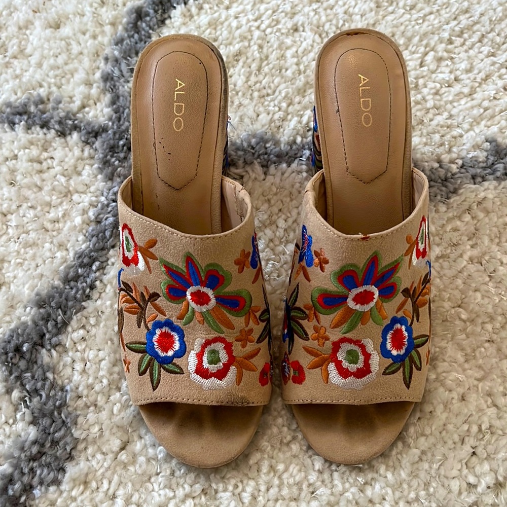 Floral High Heel Mules